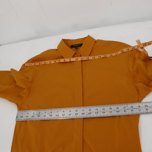 Lafayette 148 tunic shirt women's small short sleeve button up orange cotton - Picture 16 of 16